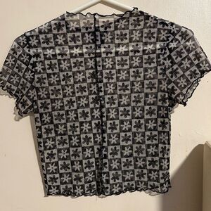 Elegant Black Floral Sheer Blouse